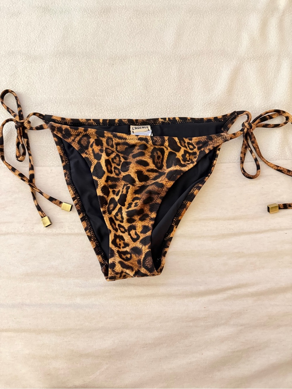 L’Agence Britt Tie-Side Bikini Bottom Size S Brown Leopard Print NWOT - Picture 7 of 9